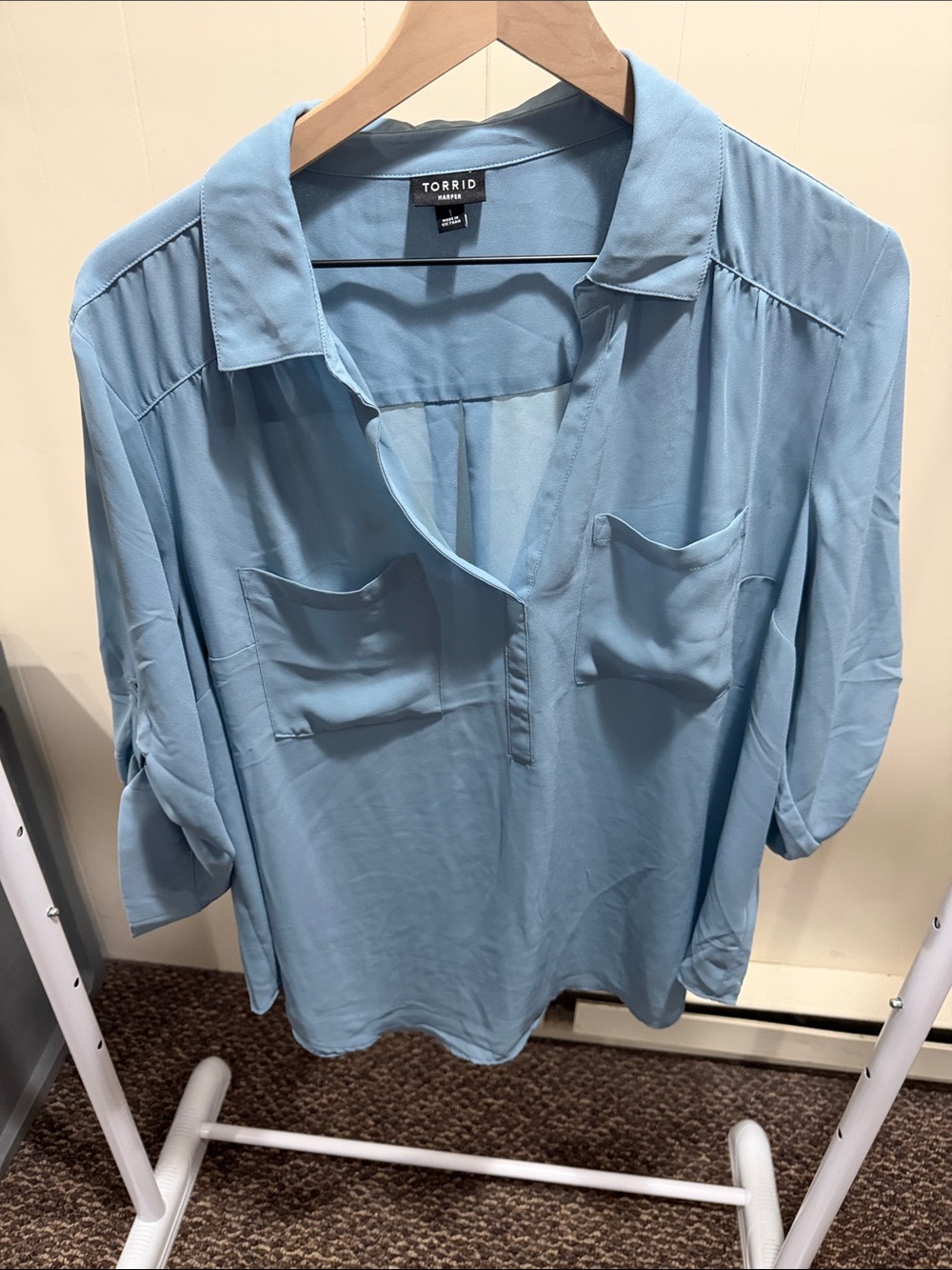 torrid Light Blue  Pocket Blouse